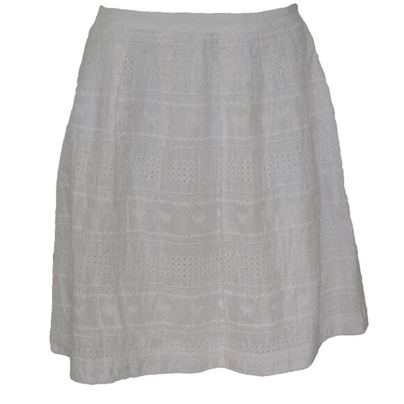 Talbots Skirt Women's White Cotton Eyelet lined pleated size 12 - Picture 4 of 6
